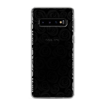 Силиконовый чехол Розы графика черная на Samsung Galaxy S10