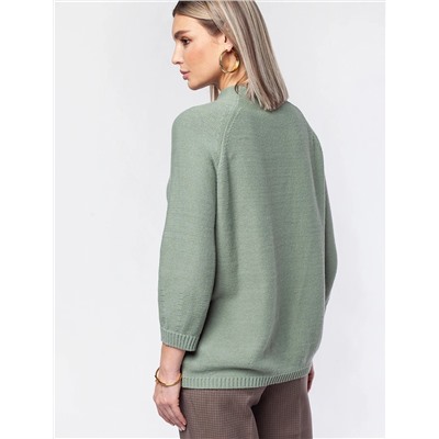 Лаконичный свитер крупной вязки с укороченным рукавом - «баллоном»