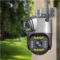 Камера видеонаблюдения уличная с двойным объективом, датчиком движения и микрофоном