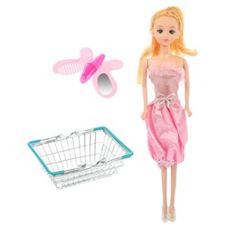 Корзинка для покупок "Мини-супермаркет" с куклой, МИКС 2875724