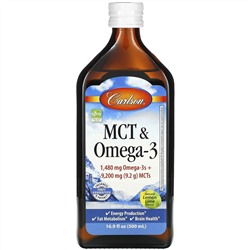 Carlson Labs, MCT и омега-3, натуральный лимон и лайм, 500 мл (16,9 жидк. Унции)