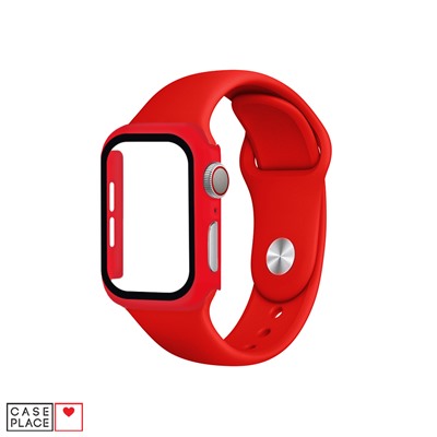 Ремешок 38 мм и чехол для Apple Watch красный