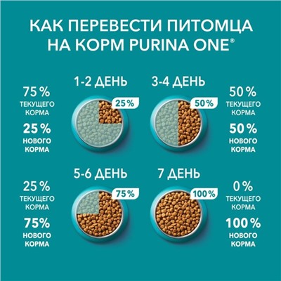 Сухой корм Purinа One для домашних кошек, индейка/злаки, 3 кг