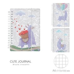 Блокнот на спирали А6+ 80л линия на резинке "CUTE JOURNAL MINI. ЛАВАНДОВЫЕ ЛАМЫ" 3-575/02 Bruno Visconti