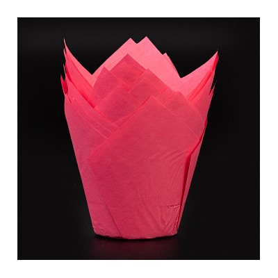 Капсула - тюльпан для выпечки темно - розовый 80*50, 20 шт