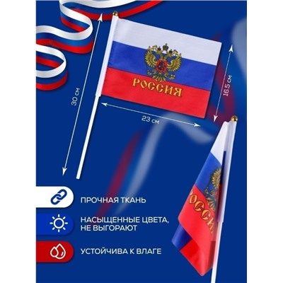 Флаг тканевый "Россия" 16,5х23 см