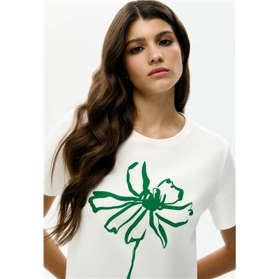 Женская футболка «Цветы», принт «Астра»