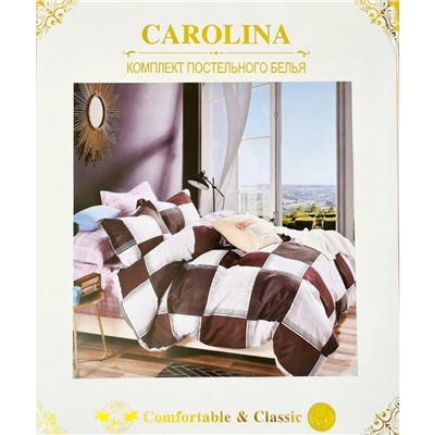 Постельное белье хлопок комфорт коллекция Carolina FX0975 Бело-коричневое в клетку