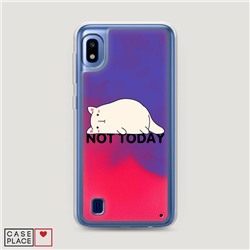 Жидкий неоновый чехол Cat not today на Samsung Galaxy A10