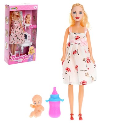 Кукла-модель «Беременная» с малышом, с аксессуарами, цвет белый 9049702