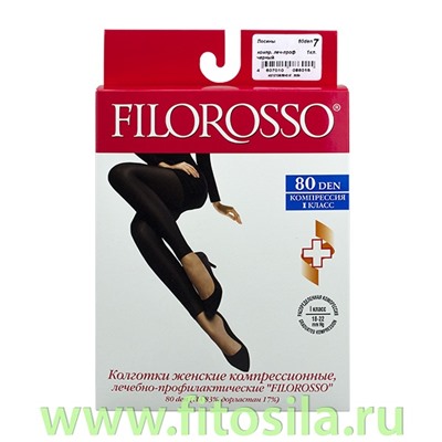 Лосины Velour "Filorosso", 1 класс, 80 den, размер 7, черные, компрессионные лечебно-профилактические 6015