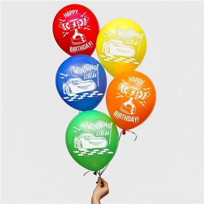 Воздушные шары, набор "Тачки, Happy Birthday", Disney,   (набор 5 шт)