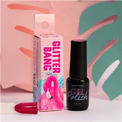 Гель-лак Glitter bang, цвет фуксия с блёстками, 6,5 мл