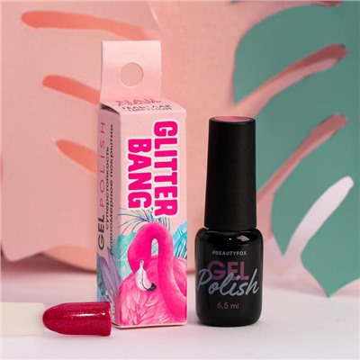 Гель-лак Glitter bang, цвет фуксия с блёстками, 6,5 мл