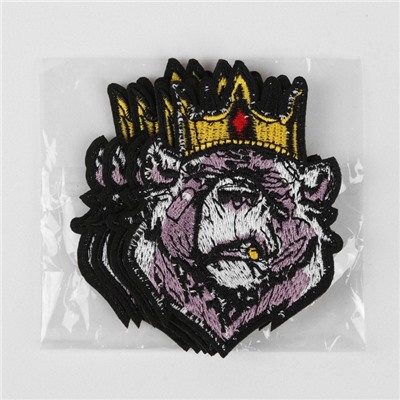 Термоаппликация «Медведь в короне», 9 × 6,8 см, цвет чёрный