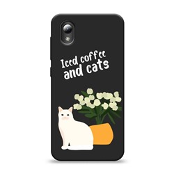 Матовый силиконовый чехол Iced coffee and cats на ZTE Blade A3 (2019)