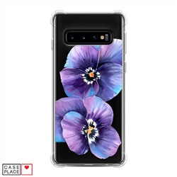 Противоударный силиконовый чехол Голубые анютины глазки на Samsung Galaxy S10