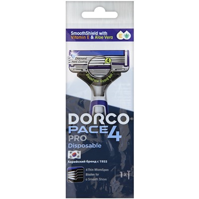 Станок для бритья с несъемной головкой DORCO PACE-4 PRO (1 шт.), FRC 100-1P