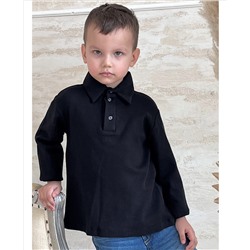 Чёрная рубашка-поло с длинными рукавами 66356-МШ21