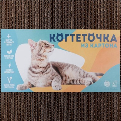 Когтеточка из картона с кошачьей мятой «Лови волну», волна с дном, 45 × 18 см