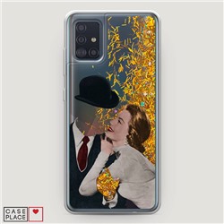 Жидкий чехол с блестками Retro couple на Samsung Galaxy A51