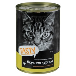 Влажный корм Tasty для кошек, курица в соусе, ж/б, 415 г