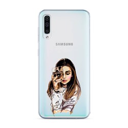 Силиконовый чехол Девушка с бокалом на Samsung Galaxy A50