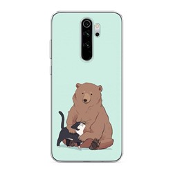 Силиконовый чехол Медведь и кошка дружба на Xiaomi Redmi Note 8 Pro