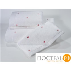1018G11187100 Полотенце Soft cotton LOVE белый-розовый 75X150