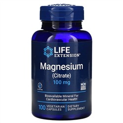 Life Extension, магний (цитрат), 100 мг, 100 вегетарианских капсул