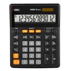 Калькулятор 12 разрядов EM888 155х30х200 мм черный (1423020) Deli