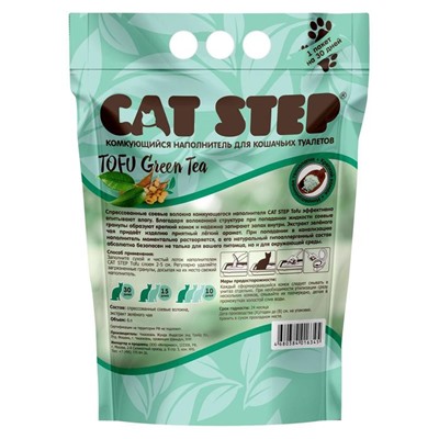 Наполнитель для кошачьих туалетов Cat Step Tofu Green Tea 6L, растительный комкующийся