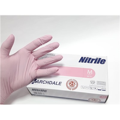 Перчатки NITRILE нитриловые розовые 50пар 100шт размер M