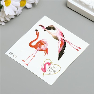 Татуировка на тело цветная "Фламинго" 8х7,5 см