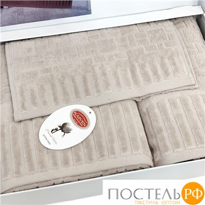 Набор полотенец Карвен Lux Cotton "PIANO" махра 30*50/50*90/70*140 HS 1709 v2 bej/бежевый