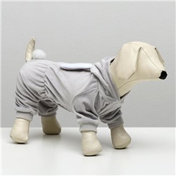 Комбинезон "Зайка" для собак, XS (ДС 18-20 см, ОШ 24 см, ОГ 30-32 см), серый