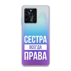 Силиконовый чехол Сестра права на ZTE Blade V30