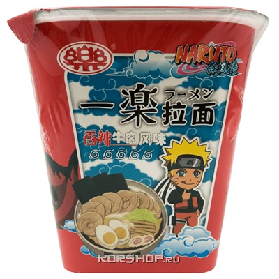 Лапша б/п со вкусом говядины со специями Yile Noodles Naruto (красная), Китай, 100 г Акция