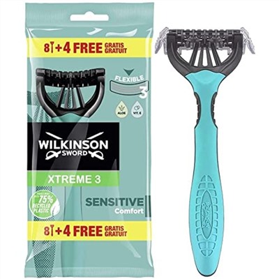 Станок для бритья одноразовый Schick (Wilkinson Sword) Xtreme-3 Sensitive (12шт.)