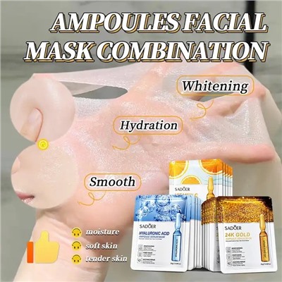 SADOER Ультрапитательная тканевая маска для лица 24K Gold Ampule Serum Mask