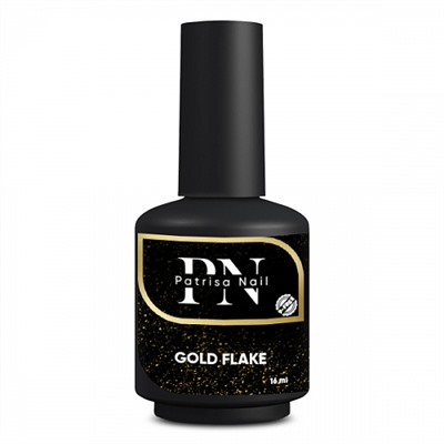 16 мл, Patrisa Nail, Топ глянцевый Gold Flake с золотыми хлопьями, без липкого слоя