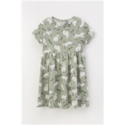 Платье для девочки Crockid КР 5794 оливковый хаки, нежные зайчики к437