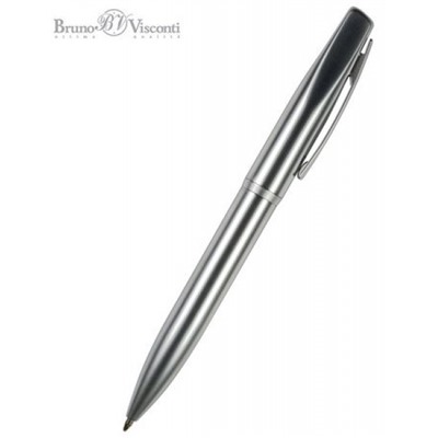 Ручка автоматическая шариковая 1.0мм "PORTOFINO" синяя, металлический серебряный корпус 20-0251/06 Bruno Visconti