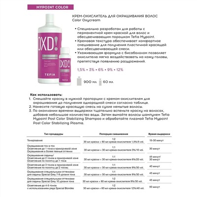 TEFIA Mypoint Крем-окислитель для обесцвечивания волос / Color Oxycream 9%, 60 мл