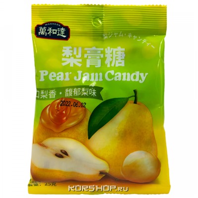 Леденцы со вкусом груши Pear Jam Candy Wanheda, Китай, 25 г