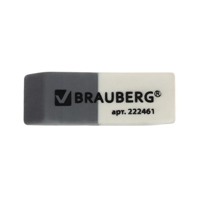 Ластик BRAUBERG Partner, серо-белый, в картонном дисплее, 41х14х8 мм