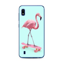 Силиконовый чехол Фламинго на скейте на Samsung Galaxy A10