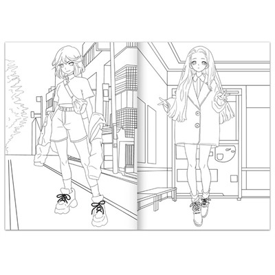 Раскраска аниме «На улицах Токио», 16 стр.