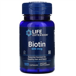 Life Extension, биотин, 600 мкг, 100 капсул