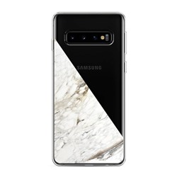 Силиконовый чехол Белый мрамор половинка на Samsung Galaxy S10